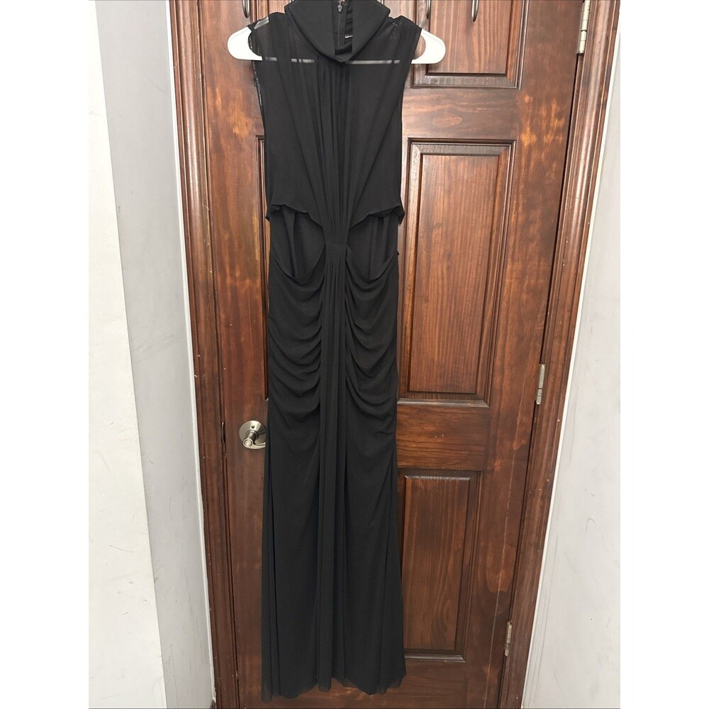 keneth cole Pleated Illusion Neck Maxi Cocktail Black Dress Size:14